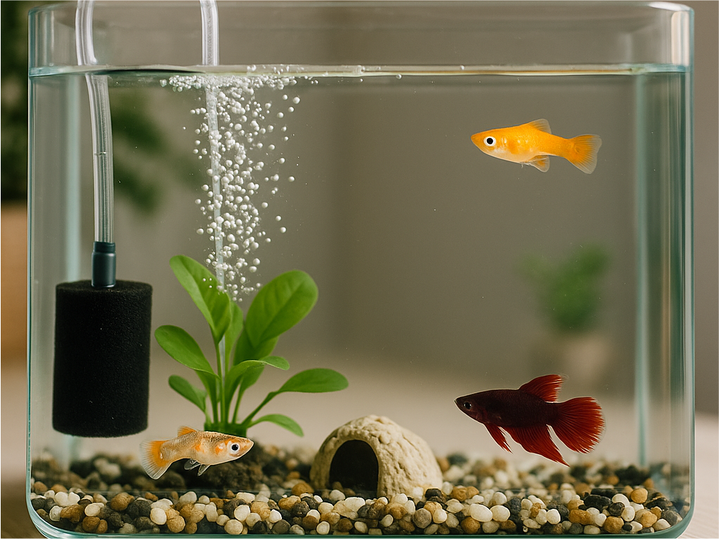 Peceras pequeñas con oxígeno